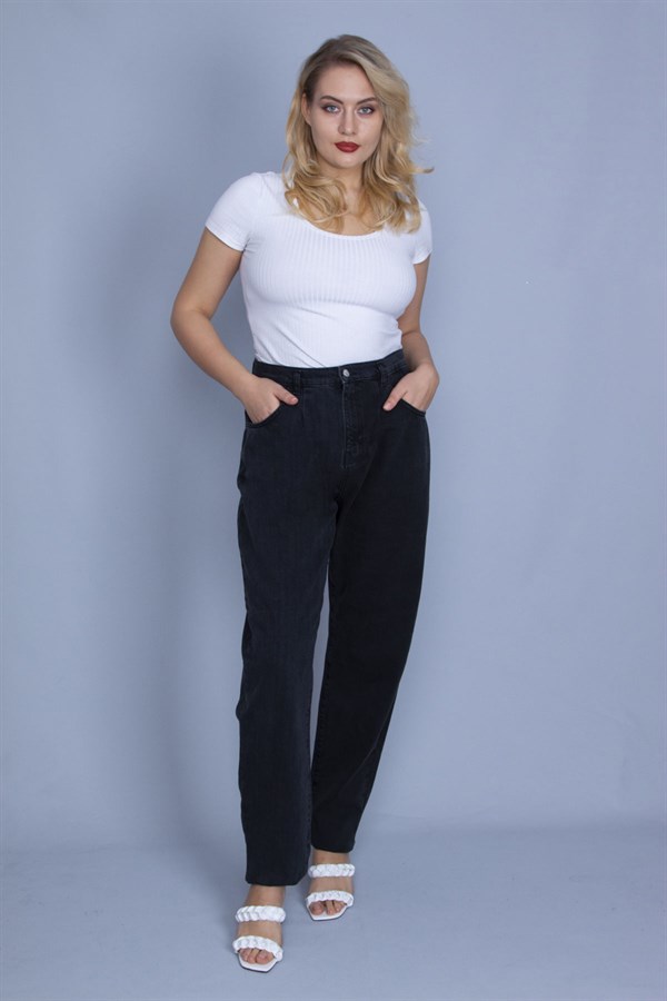 KADIN ANTRASİT RAHAT KESİM 5 CEPLİ KOT PANTOLON