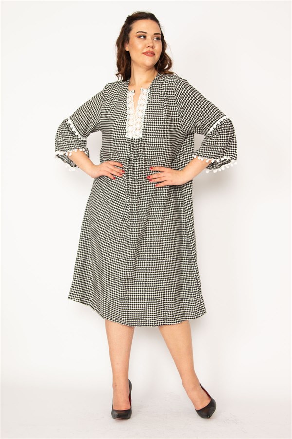 Kadın Kırmızı Dantel Detaylı Dokuma Viskon Kumaş Elbise 65N33209