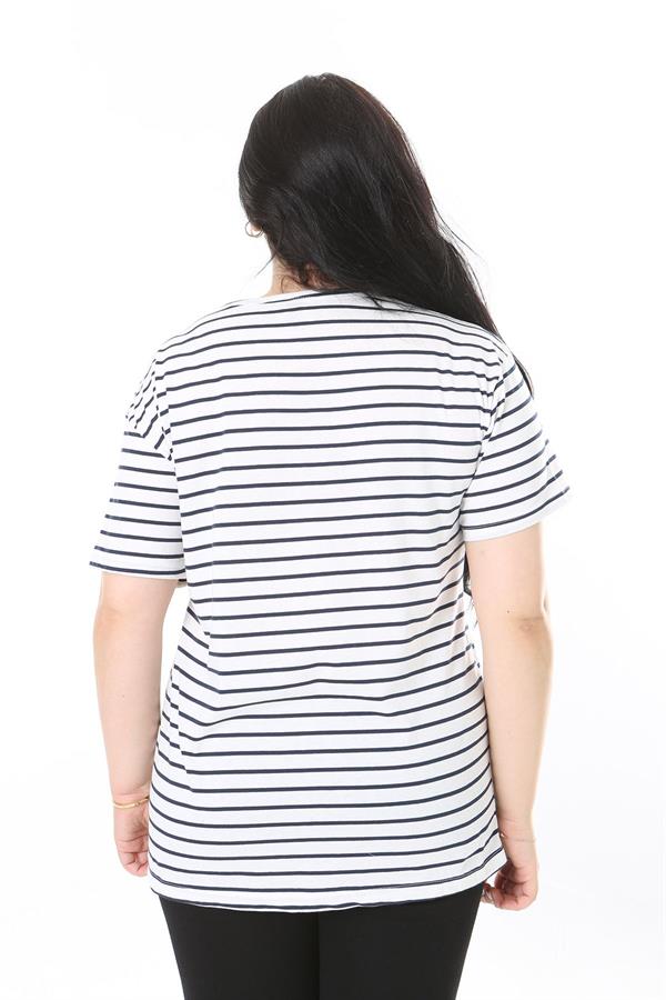 Kadın Büyük Beden Gül Kurusu Bisiklet Yakalı Kısa Kollu Bluz 65N38006