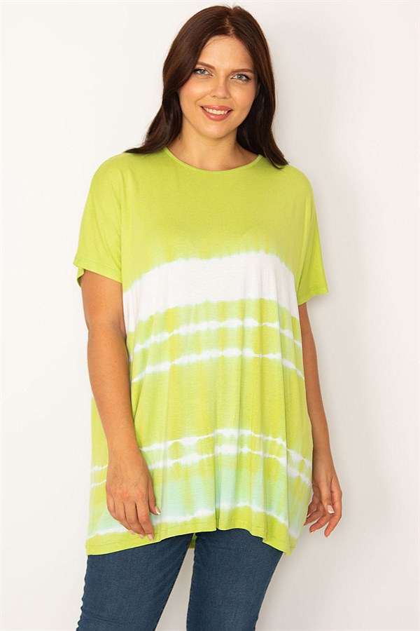 Kadın Yeşil Batik Desenli Rahat Kesim Tunik 65N34204