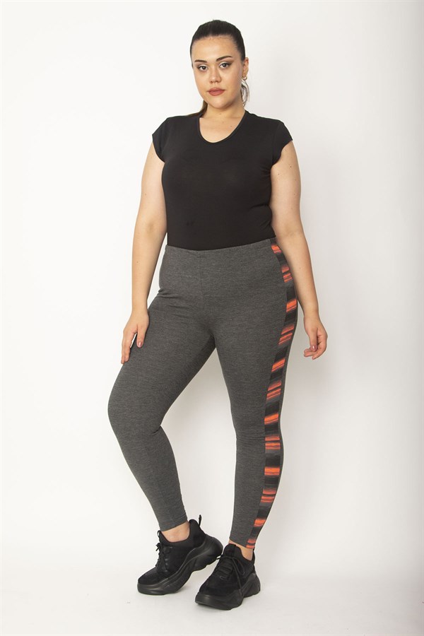 Kadın Gri Yan Detaylı Spor Tayt  65N26996
