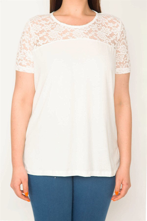 KADIN KEMİK ROBA DANTELLİ BLUZ