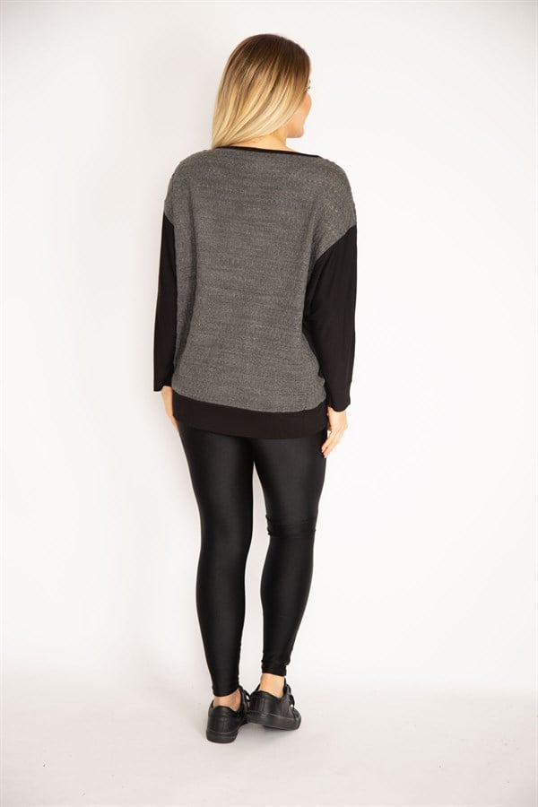Kadın Siyah Baskı Detaylı İki Renkli Tunik 65N35209