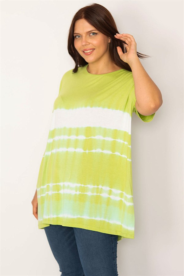 Kadın Yeşil Batik Desenli Rahat Kesim Tunik 65N34204