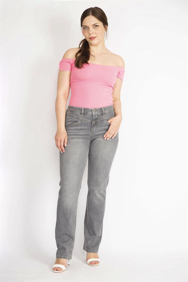 Kadın Gri Büyük Beden 5 Cepli Kot Pantolon