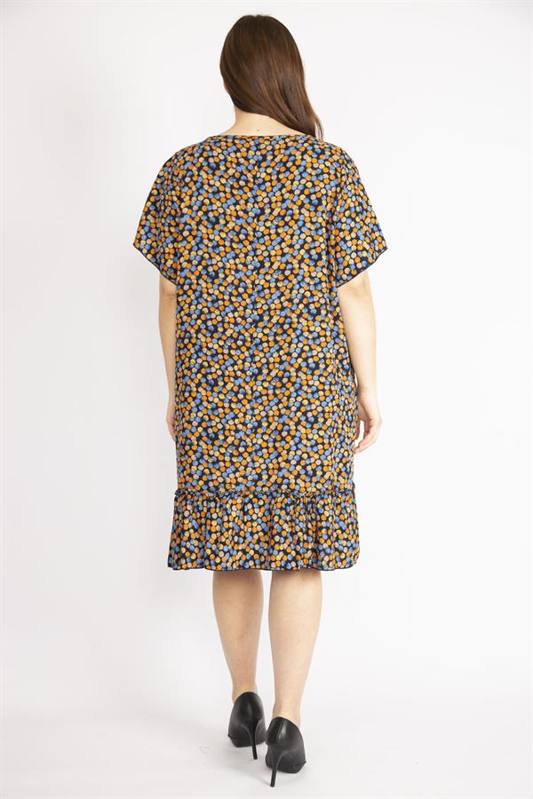 Kadın Bordo Büyük Beden Bisiklet Yakalı Etek Ucu Katlı Elbise