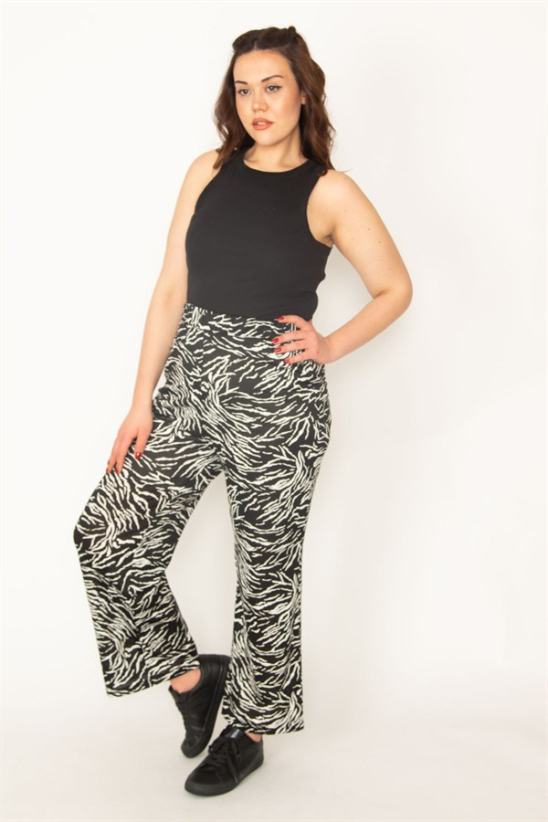 Kadın Kemik Yarım Astarlı Beli Lastikli Pantolon 65N32715