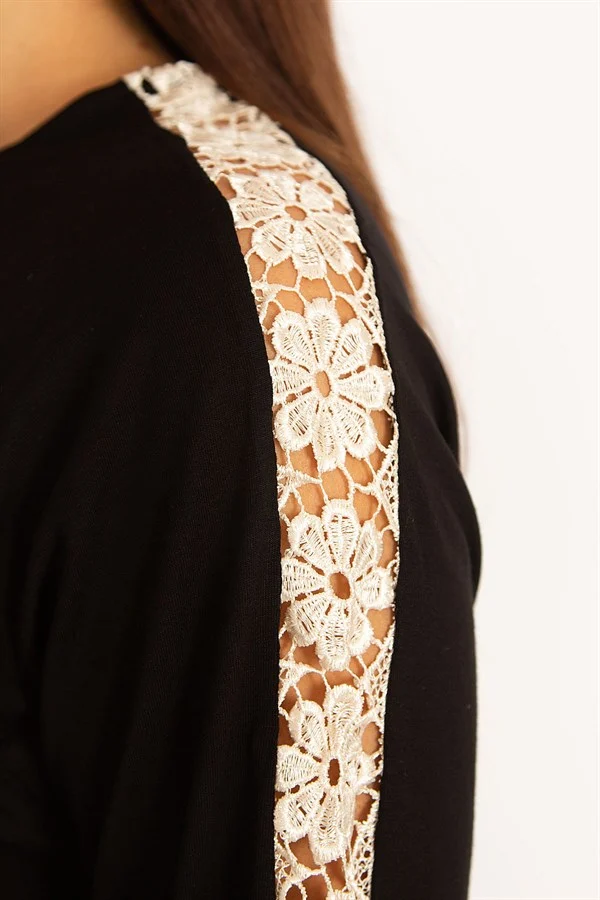 Kadın Bordo Dantel Detaylı Bluz 65N34646