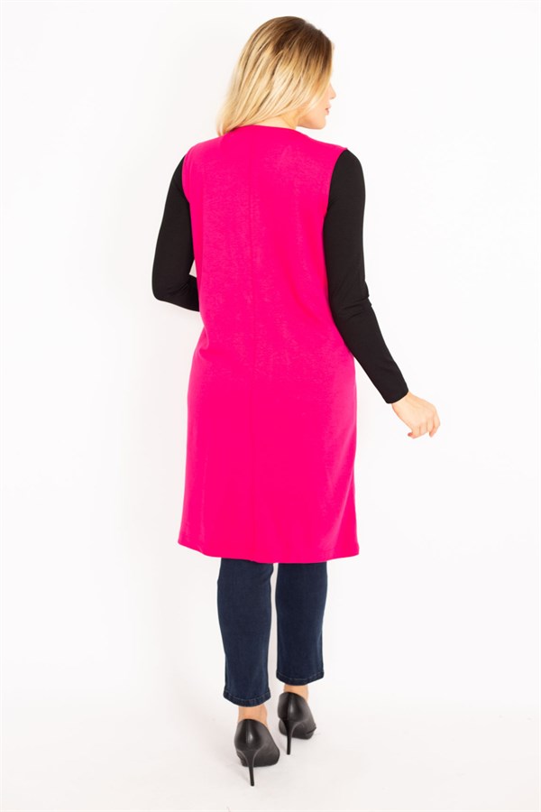 Kadın Fujya Ön Düğmeli Uzun Yelek 65N35012