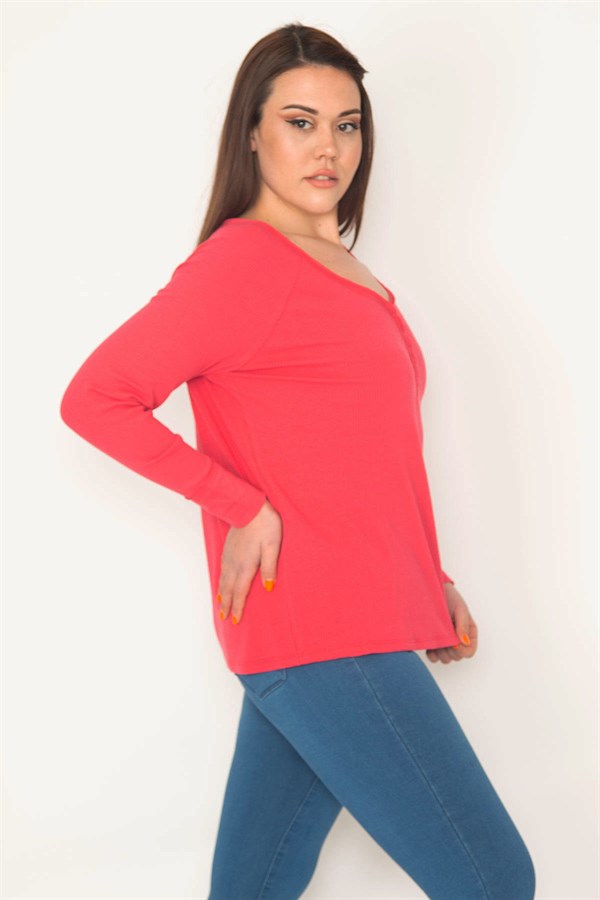KADIN FUJYA ÖN PATI ÇITÇIT DÜĞMELİ LİKRALI BLUZ