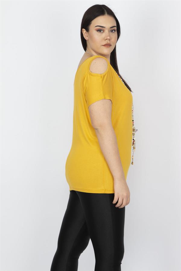 Kadın Beyaz Omuz Dekolteli Viskon Bluz 65N22698