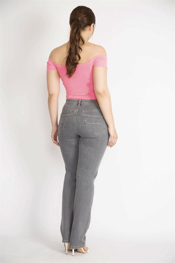 Kadın Gri Büyük Beden 5 Cepli Kot Pantolon