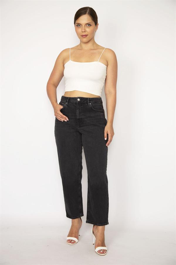 Kadın Büyük Beden Antrasit 5 Cepli Likralı Kot Pantolon