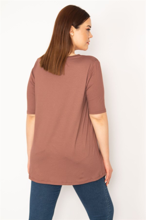 KADIN SÜTLÜKAHVE TAŞ DETAYLI BLUZ