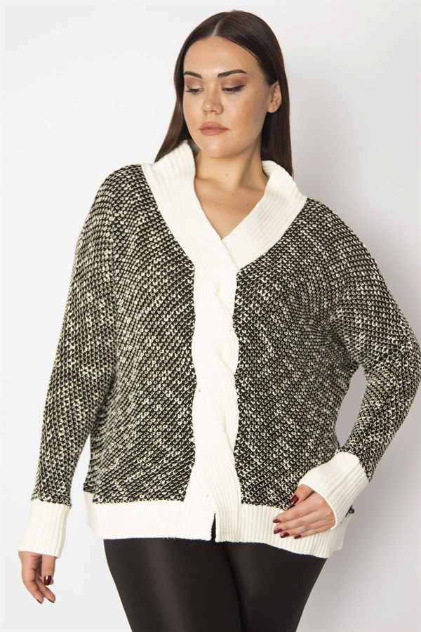 Kadın Siyah Triko Dokuma Önü Kapalı Tunik Hırka 65N29348