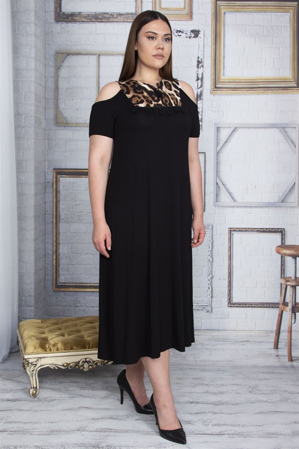 Kadın Gri Omuz Dekolteli Roba Garnili Elbise 65N25800