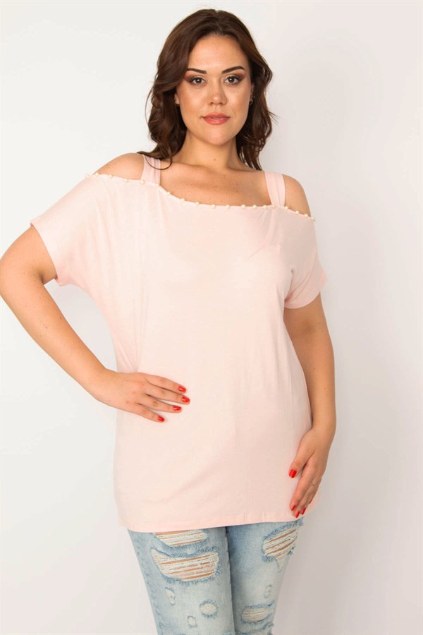 Kadın Pembe İnci Detaylı Askılı Bluz 65N33542