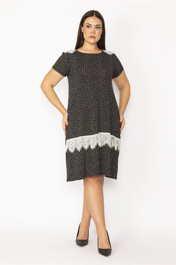 Kadın Lacivert Dantel Detaylı Viskon Elbise 65N28958