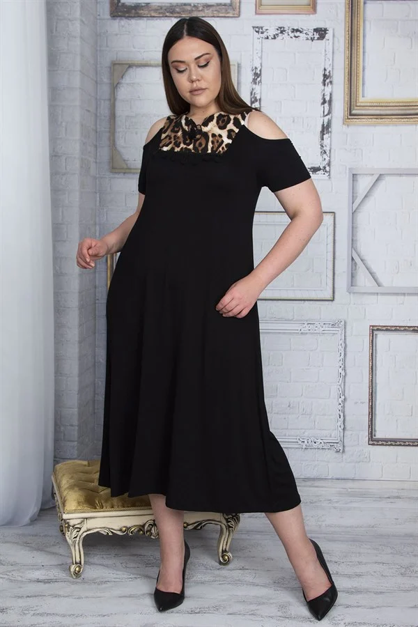 Kadın Gri Omuz Dekolteli Roba Garnili Elbise 65N25800