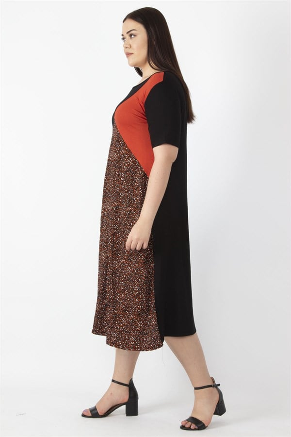 Kadın Turuncu Viskon Garnili Elbise 65N23624