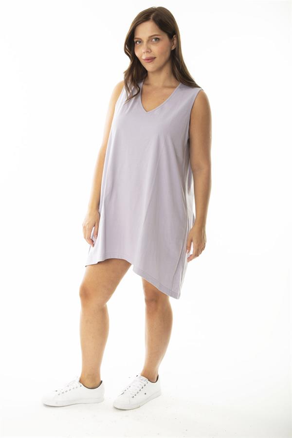 Kadın Büyük Beden Somon V Yakalı Uzun Kolsuz Bluz 65N36920