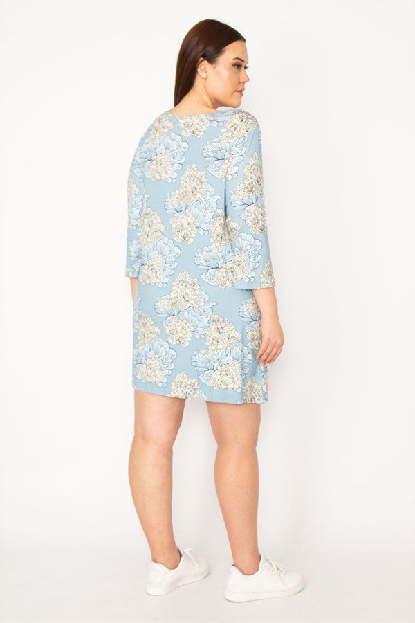 Kadın Mavi Göğüs Büzgü Detaylı Tunik 65N32937