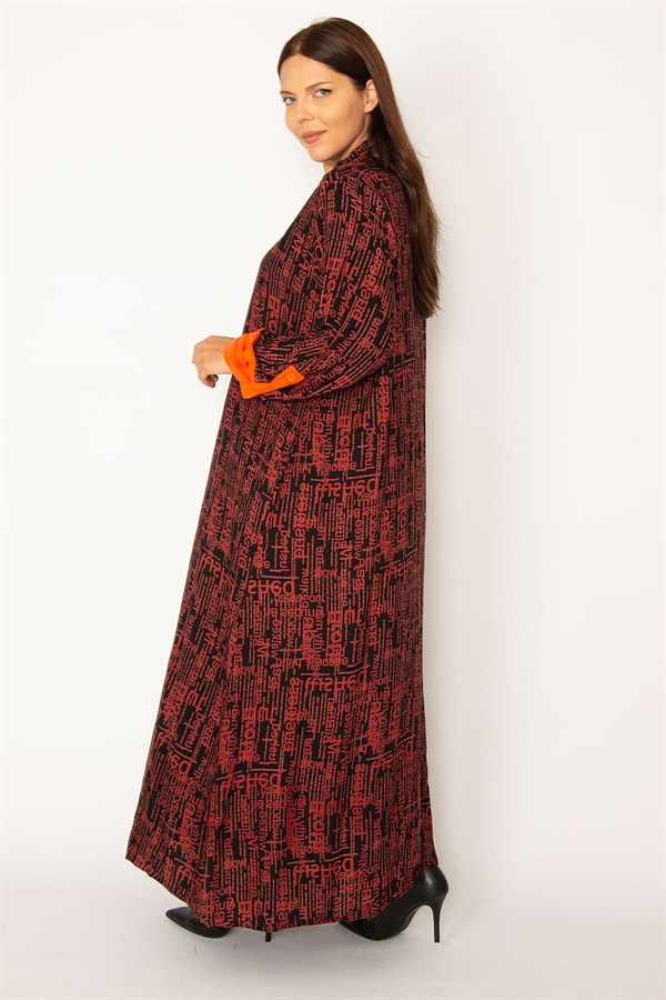 Kadın Oranj Ön Boy Düğmeli Rahat Kesim Uzun Elbise 65N34320