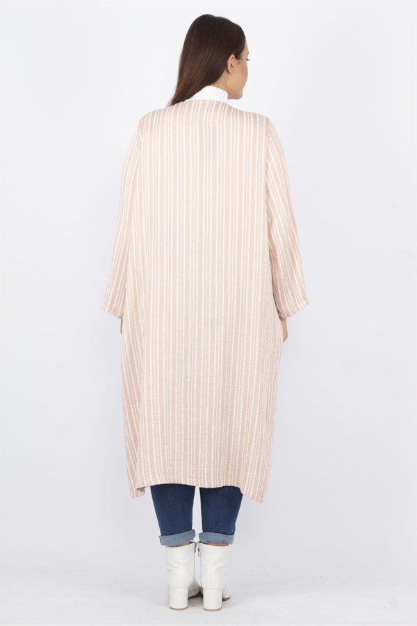 Kadın Pudra Cep Detaylı Çizgili Kap 65N33162