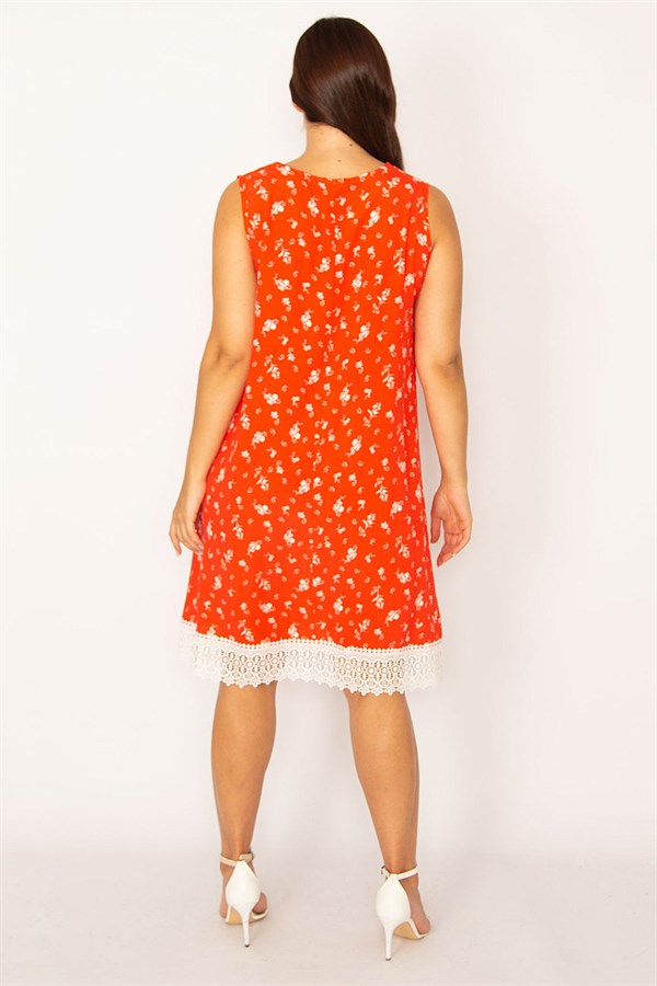 Kadın Nar Etek Ucu Dantel Detaylı Elbise 65N34170