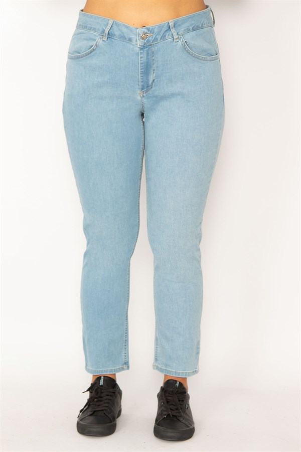 Kadın Mavi Likralı 5 Cep Kot Pantolon 65N34242