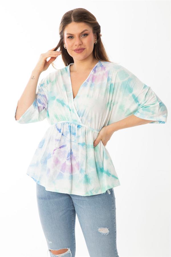 KADIN RENKLİ ANVELOP YAKALI BLUZ 26A37032