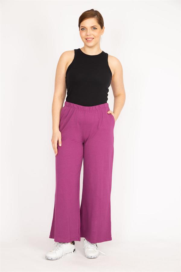 Kadın Fujya Büyük Beden Geniş Paçalı Eşofman Alt