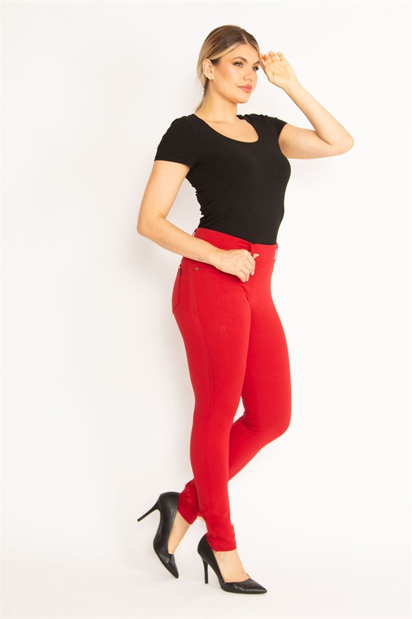 Kadın Kahve Ön Süs Ve Arka Cepli Tayt  65N34534