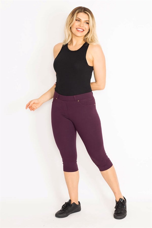 Kadın Mürdüm Ön Süs Ve Arka Cepli Tayt  65N35202