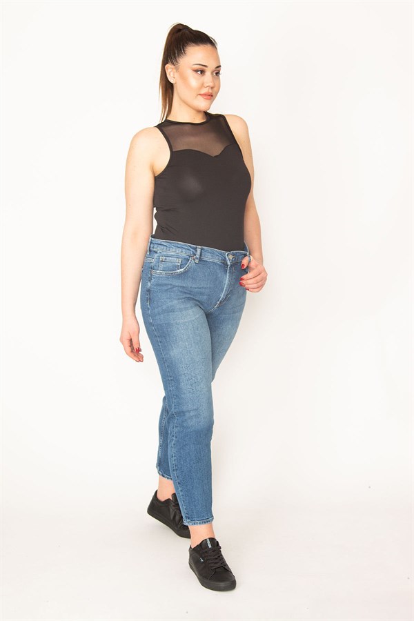 KADIN MAVİ 5 CEP LİKRALI JEAN PANTOLON