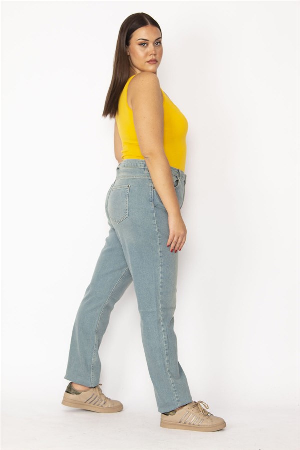 Kadın Mavi Yüksek Bel 5 Cepli Kot Pantolon 65N29166