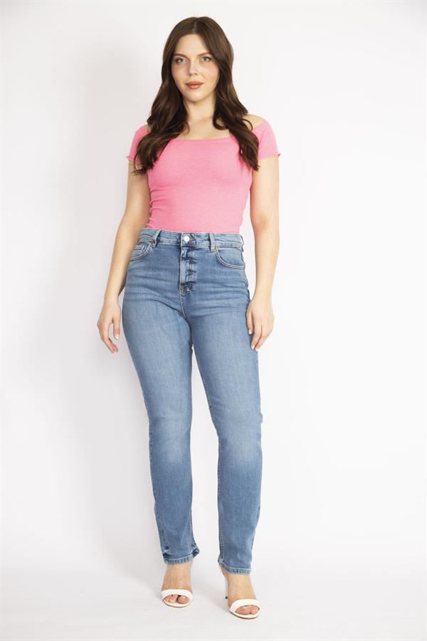 Kadın Mavi Büyük Beden 5 Cepli Kot Pantolon