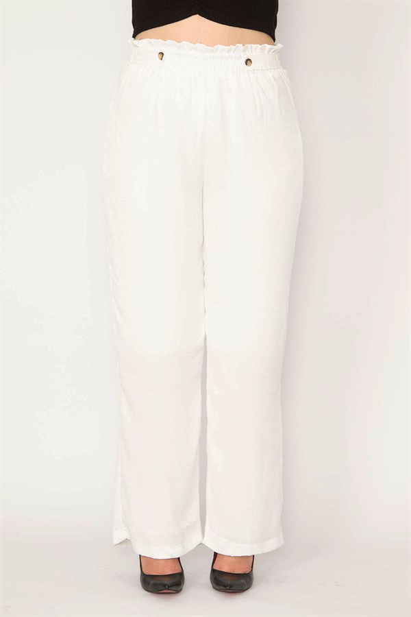 PANTALON EN SATIN DOUBLÉ POUR FEMME AVEC ÉLASTIQUE À LA TAILLE ET DESIGN DÉTAILLÉ À ÉPAULET D20/15