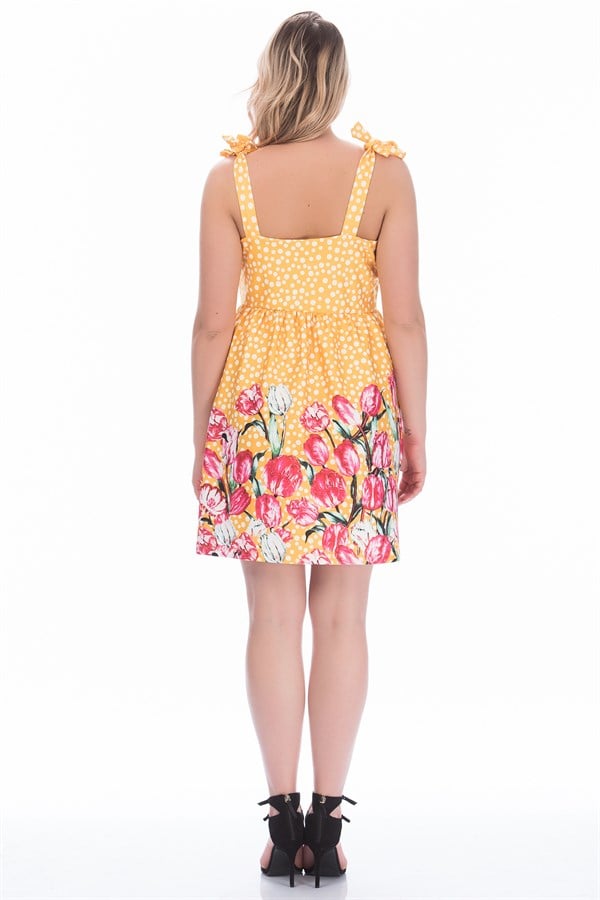 Kadın Sarı Puan Desenli Elbise 65N13882