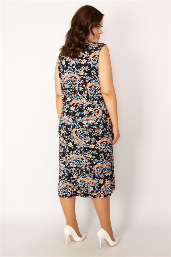 Kadın Renkli Şal Desen Kapalı Anvelop Elbise 65N33625