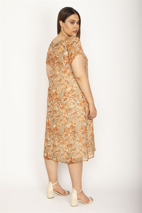 Kadın Renkli Astarlı Şifon Elbise 65N26549