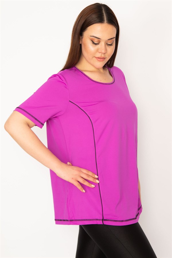 KADIN EFLATUN YAKA BİYELİ SPOR BLUZ