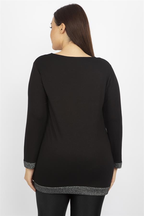 Kadın Siyah Sim Detaylı Bluz 65N19613