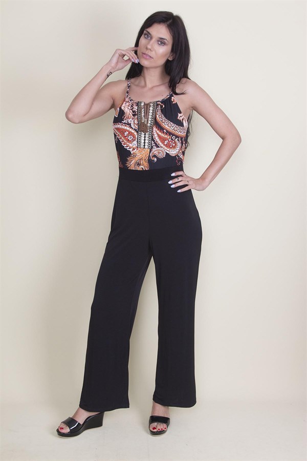 KADIN SİYAH ÖN DETAYLI TULUM