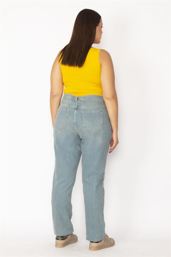 Kadın Mavi Yüksek Bel 5 Cepli Kot Pantolon 65N29166