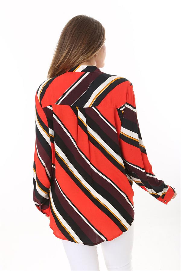 Kadın Büyük Beden Bej Dokuma Viskon Kumaş Kapalı Anvelop Bluz 65N37614