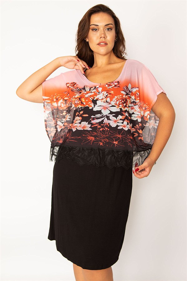 Women's Black Chiffon Cape Dress