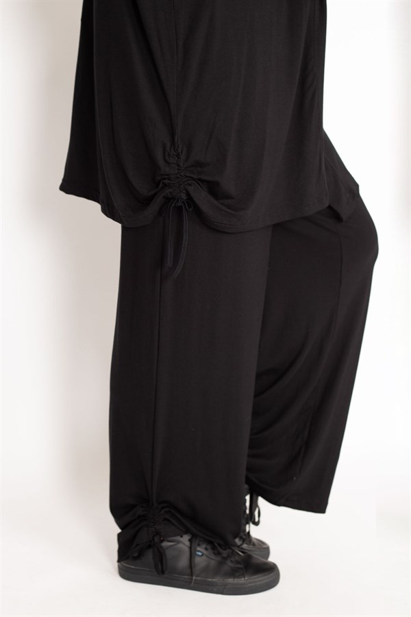 Kadın Mavi Yan Bağcık Detaylı Hırka Pantolon Takım 65N34906