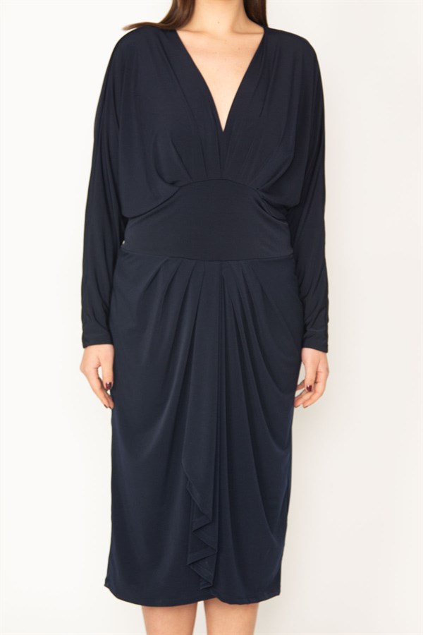 KADIN BORDO GÖĞÜS VE BEL DETAYLI ELBİSE