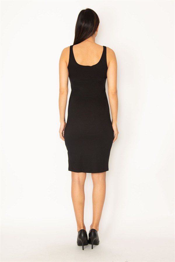 KADIN SİYAH KALIN ASKILI ELBİSE